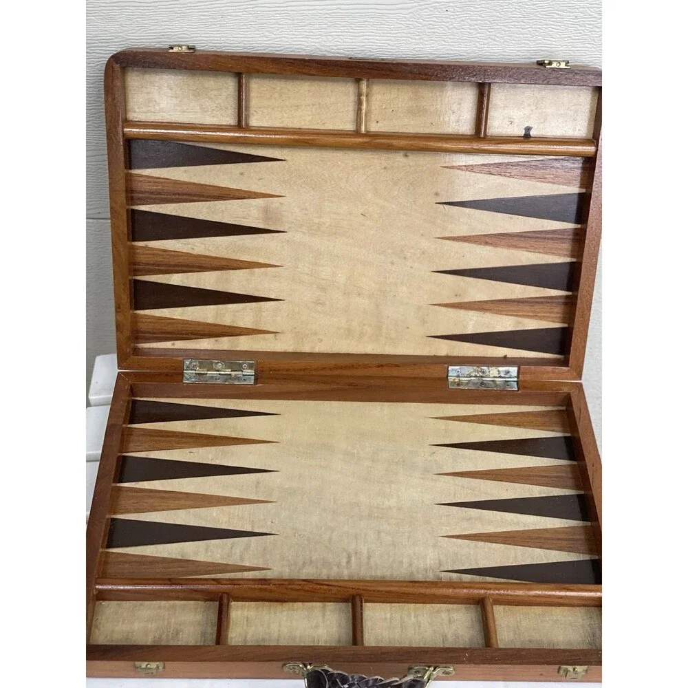 Vintage 1970s Pierre Cardin Backgammon Wood Attache Case ONLY 16x10x2 See Pics